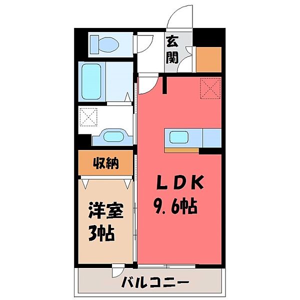 栃木県宇都宮市簗瀬町(賃貸アパート1LDK・2階・33.39㎡)の写真 その2