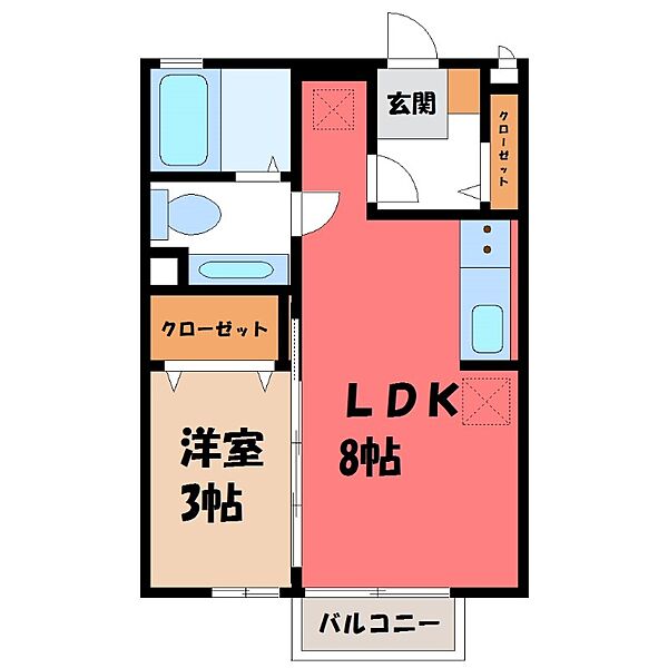 栃木県下都賀郡壬生町大字壬生丁(賃貸アパート1LDK・1階・29.44㎡)の写真 その2