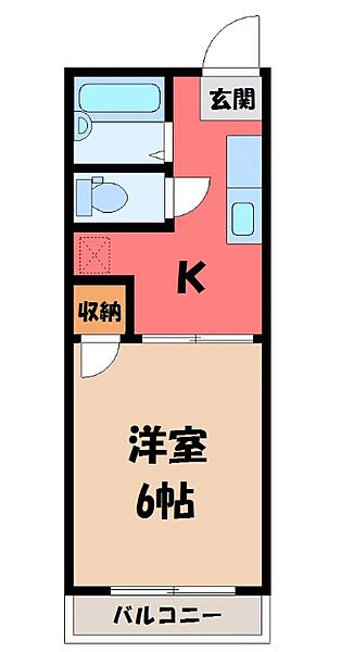 栃木県宇都宮市陽南4丁目(賃貸マンション1K・2階・22.30㎡)の写真 その2