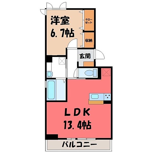 栃木県宇都宮市竹林町(賃貸アパート1LDK・3階・49.21㎡)の写真 その2