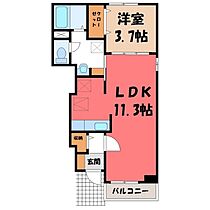 栃木県宇都宮市西川田町（賃貸アパート1LDK・1階・37.13㎡） その2