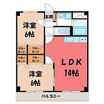 栃木県宇都宮市山本1丁目（賃貸マンション2LDK・3階・56.76㎡） その2