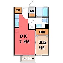 栃木県さくら市卯の里1丁目（賃貸アパート1DK・2階・29.25㎡） その2