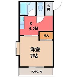 コーポふじ 1DKの間取図画像