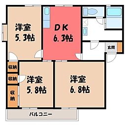 ベルハウスC 3DKの間取図画像