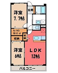 ル・ボヌール 2階2LDKの間取り