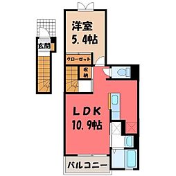 サンライト 2階1LDKの間取り