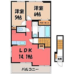 スマイルソレアード 2階2LDKの間取り