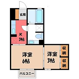 グリーンヒルズB 2Kの間取図画像