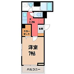 プリエール2 1Kの間取図画像
