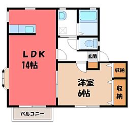 マロニエガーデンB 1LDKの間取図画像