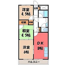 クランブレ西川田 3DKの間取図画像