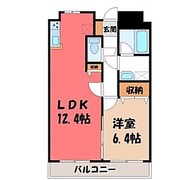 ピーノドゥーエ 1LDKの間取図画像