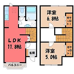 さくらコリーヌD 2LDKの間取図画像