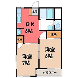 銀河ハイツ 2DKの間取図画像