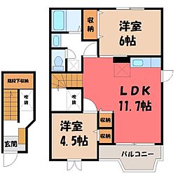 サニーパレスB 2LDKの間取図画像