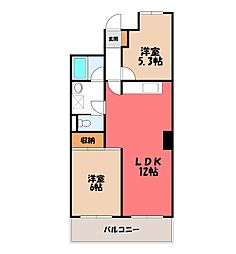 ヴィラパーシモン 2LDKの間取図画像