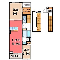 雀宮町アパート(028256101) 2LDKの間取図画像