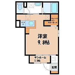 グレースメロウD ワンルームの間取図画像