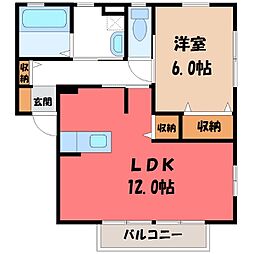 ローザA 1LDKの間取図画像