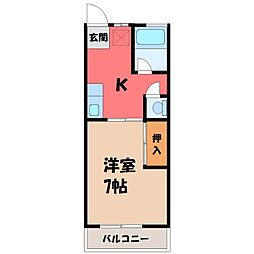 志朋ハイツ・峰 1Kの間取図画像