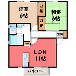 エクセルタウンD 2LDKの間取図画像