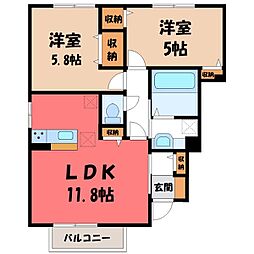 モン・ボー・ソレイユF 2LDKの間取図画像
