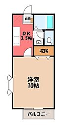 メゾン・ド・ウイステアリアC 1DKの間取図画像