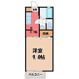 メゾン・グリシーヌB 1Kの間取図画像