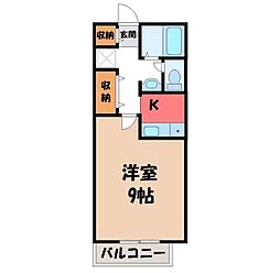 陽だまりハイツ2000C 1Kの間取図画像