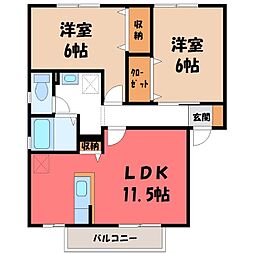 アイベリーA 2LDKの間取図画像
