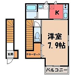クレメント 1Kの間取図画像