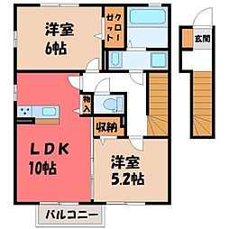 エルヴィレッジE 2LDKの間取図画像