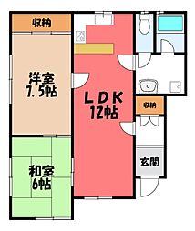 M&MハイツA 2LDKの間取図画像