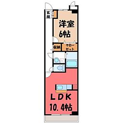 オープン・ベルズ 1LDKの間取図画像