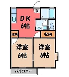 コーポ山根 2DKの間取図画像