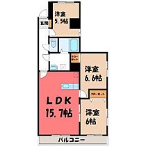 栃木県宇都宮市中今泉5丁目（賃貸マンション3LDK・2階・71.66㎡） その2