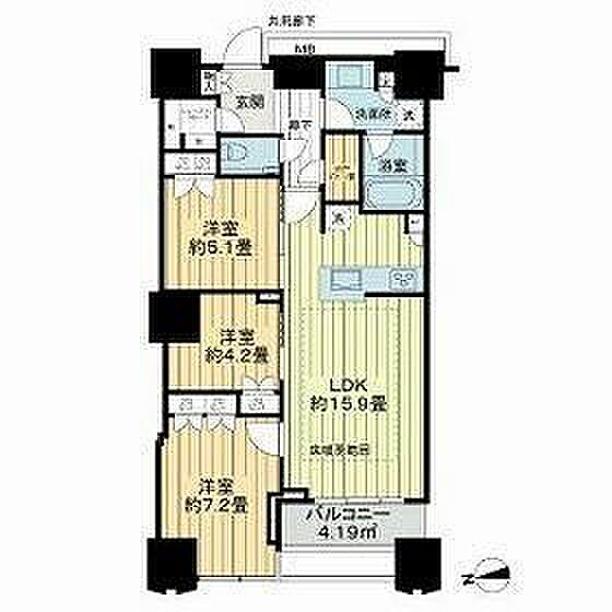 富久クロス　コンフォートタワー ｜東京都新宿区富久町(賃貸マンション3LDK・21階・75.75㎡)の写真 その2