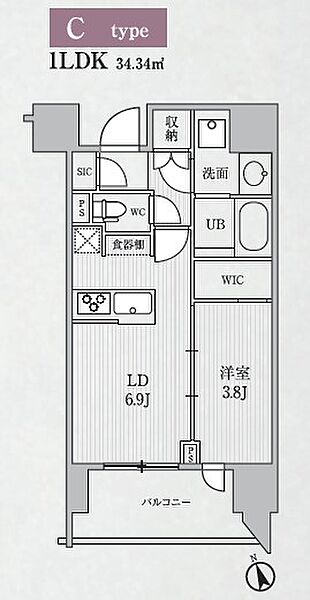 シーズンフラッツ代々木 ｜東京都渋谷区代々木2丁目(賃貸マンション1LDK・10階・34.34㎡)の写真 その2