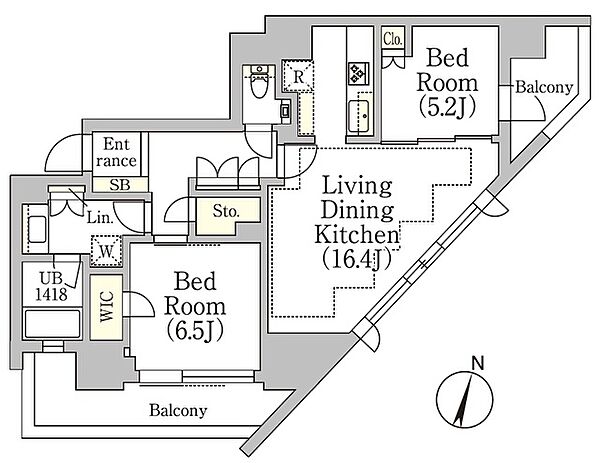 プライムガーデン西麻布 ｜東京都港区西麻布2丁目(賃貸マンション2LDK・7階・69.83㎡)の写真 その2