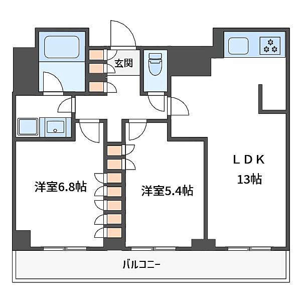 フレンシア田端南 ｜東京都北区田端1丁目(賃貸マンション2LDK・5階・58.01㎡)の写真 その2