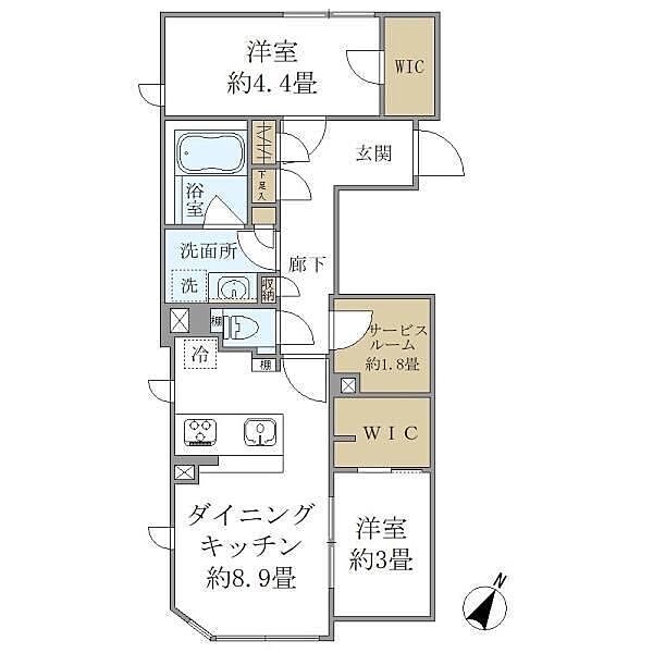 COMPOSITE高輪 ｜東京都港区高輪1丁目(賃貸マンション2SDK・1階・50.74㎡)の写真 その2