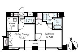 L−Flat新富町 6階1LDKの間取り