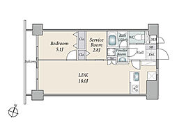 蒲田公園マンション 1SLDKの間取図画像