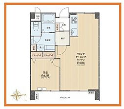 京成サンコーポ浅草 1LDKの間取図画像
