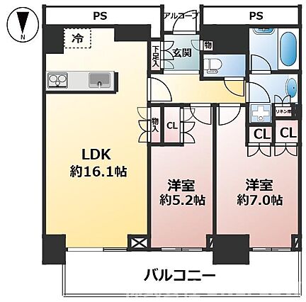 2LDKの間取...