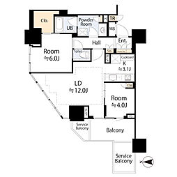 ブリリアタワー池袋West 2LDKの間取図画像