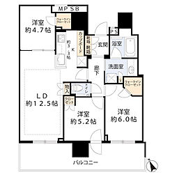 プラウドタワー小岩フロント 31階 3LDKの間取図画像