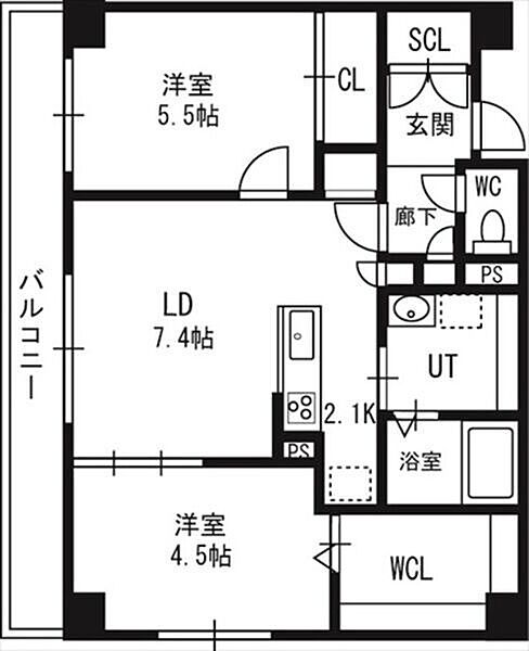 アルファスクエア中島公園 602｜北海道札幌市中央区南八条西6丁目(賃貸マンション2LDK・6階・48.42㎡)の写真 その3