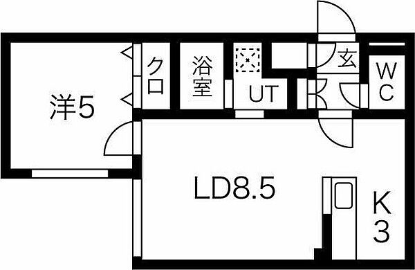 clarice菊水II 303｜北海道札幌市白石区菊水六条2丁目(賃貸マンション1LDK・3階・46.15㎡)の写真 その3